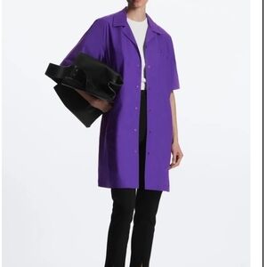 Oversized Open-Collar Shirt Dress -Sz SMALL Oversized